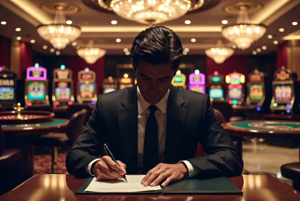 A man is signing a contract